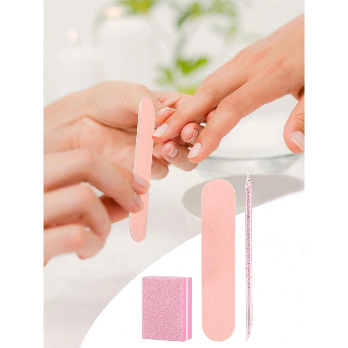 Manicure Kits, Individually Package 3pcs Press on Nail Kit - Nail Stick, Nail File, Nail Buffer for Salon Business Home