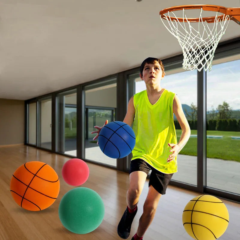 Silent basketball high-density children's indoor training racket ball portable 18cm/22cm sponge elastic small leather ball toy