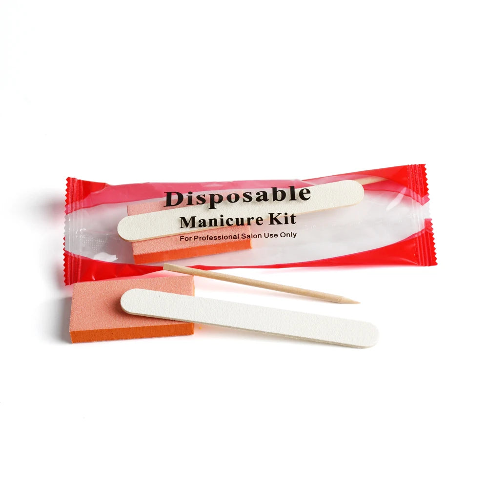 100 Sets Natural Nail Kits Disposable Manicure Kit  Salon Professional Pedicure Pedicura Nail File Set