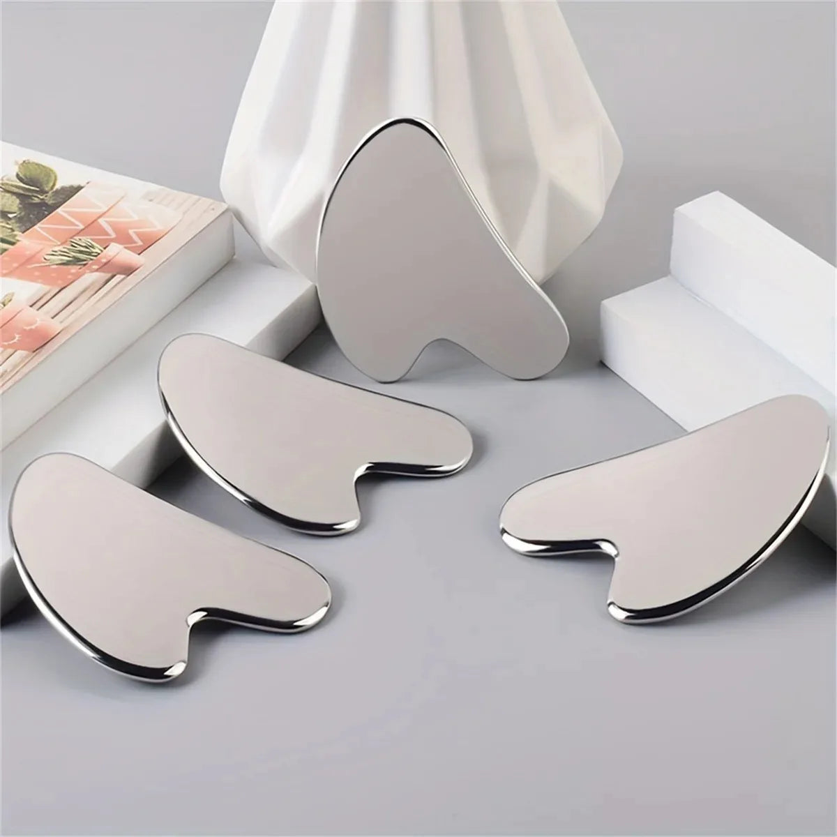 Stainless Steel Facial GuaSha Scraping Face Care Lifting Massage Tools Anti Wrinkle Skin Tighten Cooling Cellulite Massager Tool