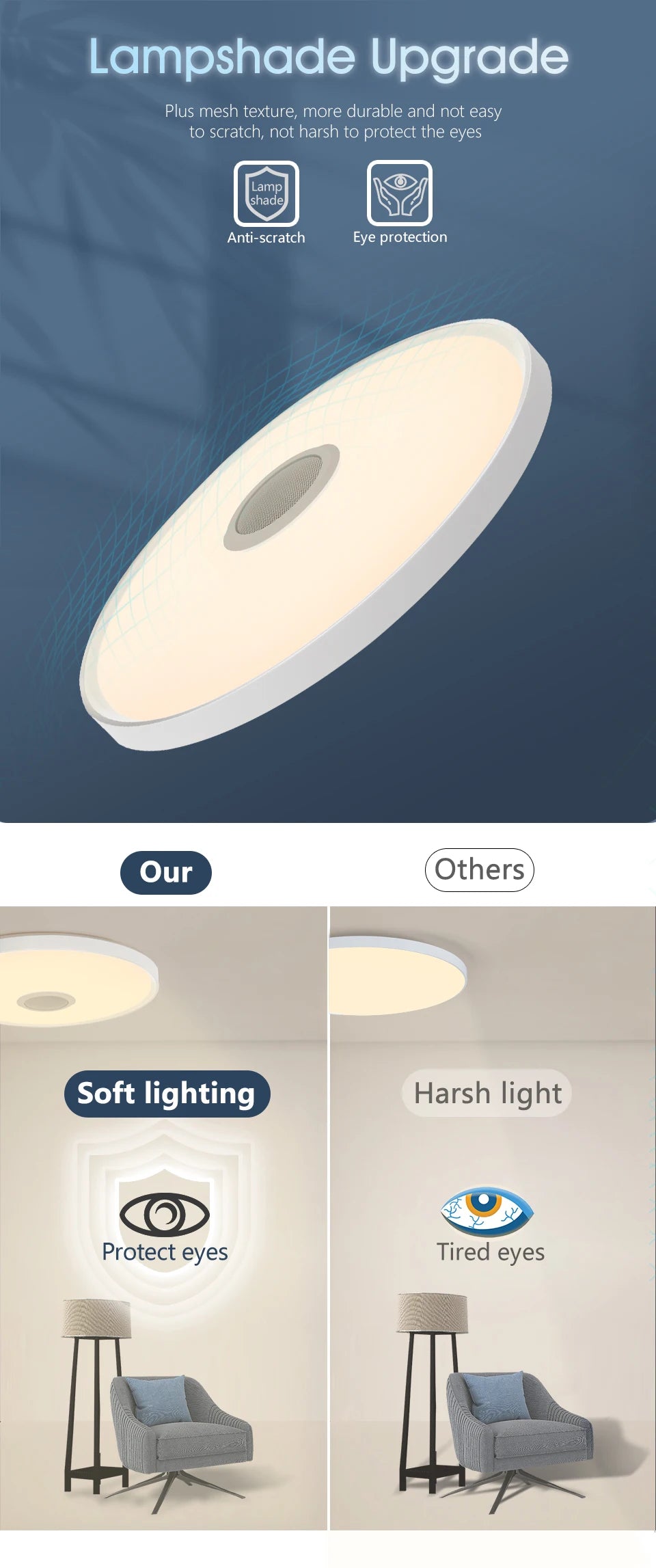 LED Smart Ceiling Lamps RGB APP Remote Control Dimming Modern Home Lighting Music Light with Speaker For Living Room Bedroom