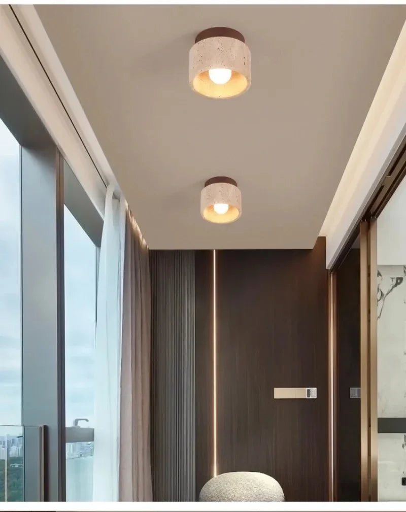 Modern Stone Travertine Ceiling Lamp Bedroom Corridor Flush Mounted Foyer Hallway Staircase Indoor Lighting Fixture Decoration
