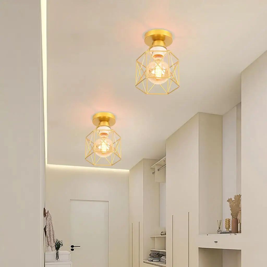 Vintage Industrial Retro Loft Metal Ceiling Lamp Shade Modern Ceiling Light for Aisle Indoor Cage Chandelier Lighting Fixures