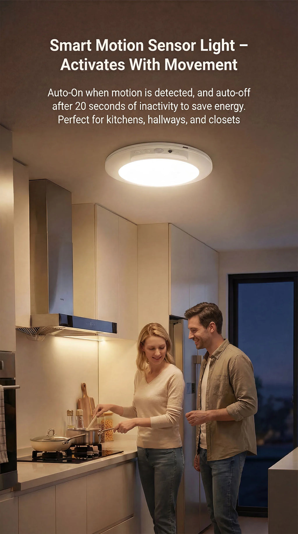 Motion Sensor Rechargeable LED Ceiling Light Round Wireless Security Light for Hallway Stairs Corridor Indoor Home Entryway