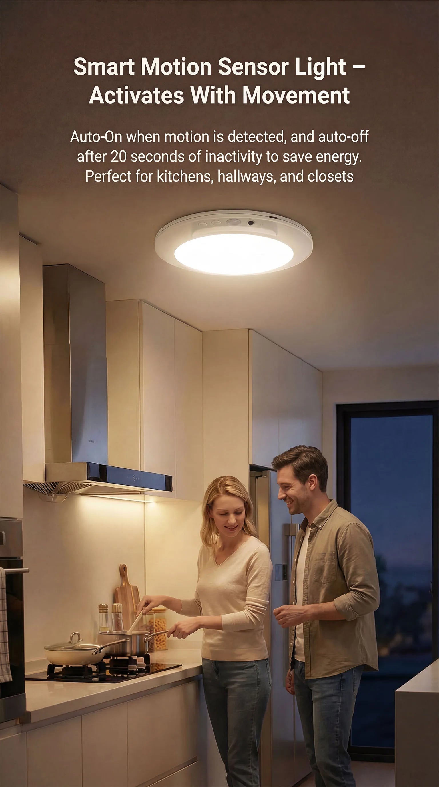 Motion Sensor Rechargeable LED Ceiling Light Round Wireless Security Light for Hallway Stairs Corridor Indoor Home Entryway