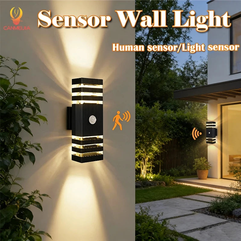 Smart Wall Lights Motion Sensing Outdoor Led Wall Lamps Waterproof 110v 220v For Porch Lamps Backyard Garden Garage Decor