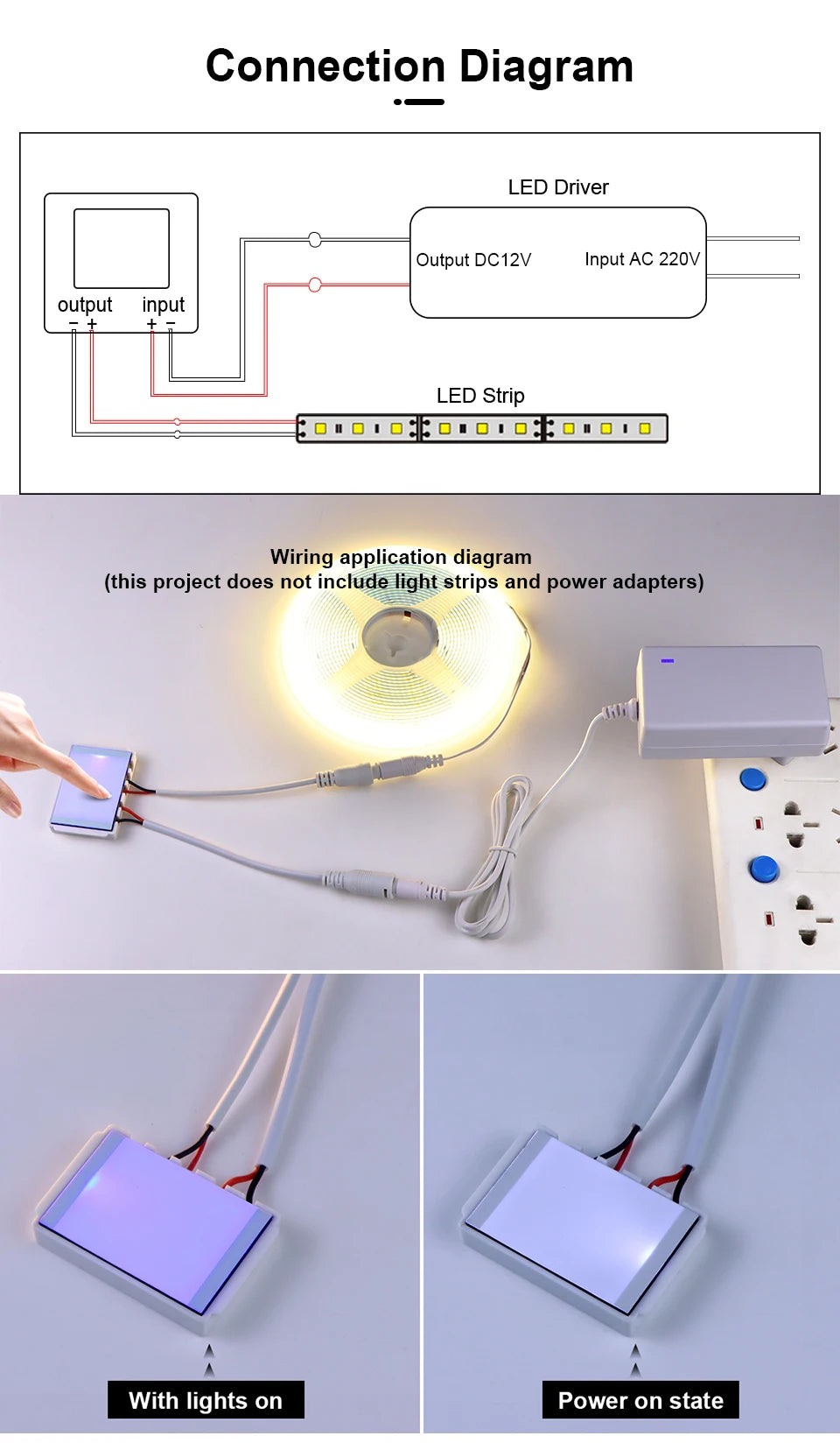 Bathroom Mirror LED Strip Light LED Switch Touch Sensor 12v LED Dimmer Switch LED Controller For Bedroom Mirrors Interior Decor
