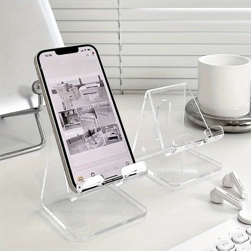 1pc Acrylic Phone Holder, Transparent Phone Holder, All Smartphones, Desk, Office Supplies, Accessories