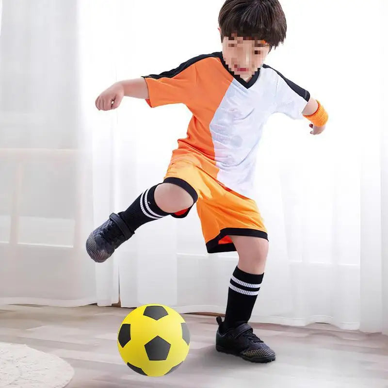 Silent Indoor PU Foam Football, 3 Colors Flexible Home Training Soccer Ball With Net Pocket Sports Skill Practice Equipment