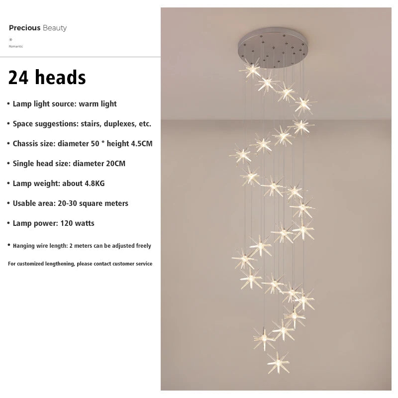 Lustre Attic Kitchen Hotel Led Ceiling Chandelier for Dining Decor Living Room Lamps Modern Meteor Shower Indoor Pendant Light