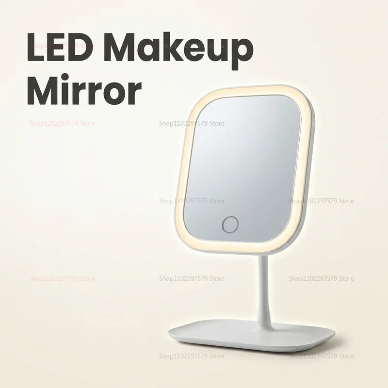 LED Intelligent Makeup Mirror with Light Folding Vanity Mirror for Women Bedroom Dorm Room Desk Beauty Mirror Gift