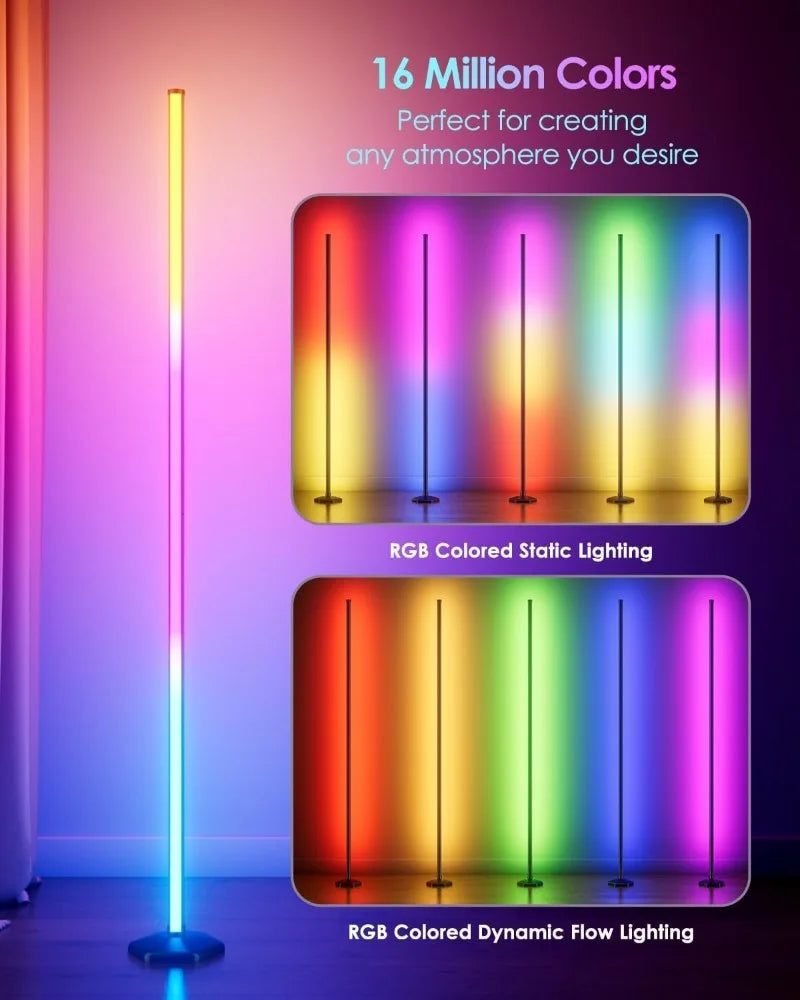 Smart LED Floor Lamp RGB Remote & APP Control Music Sync Corner Lighting Modern Mood Standing Lamp for Living Room Gaming