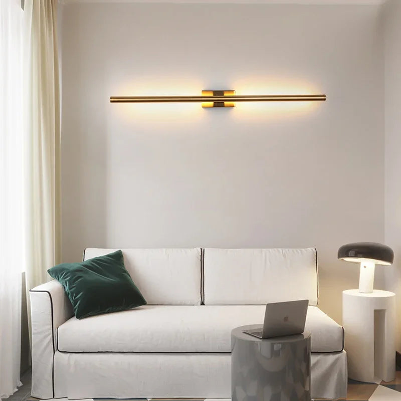 Indoor LED Sconce Wall Lamp Light for Home Hotel Bedroom Bedside Bathroom Corridor Modern Nordic Mounted Brass Gold Long Stripe