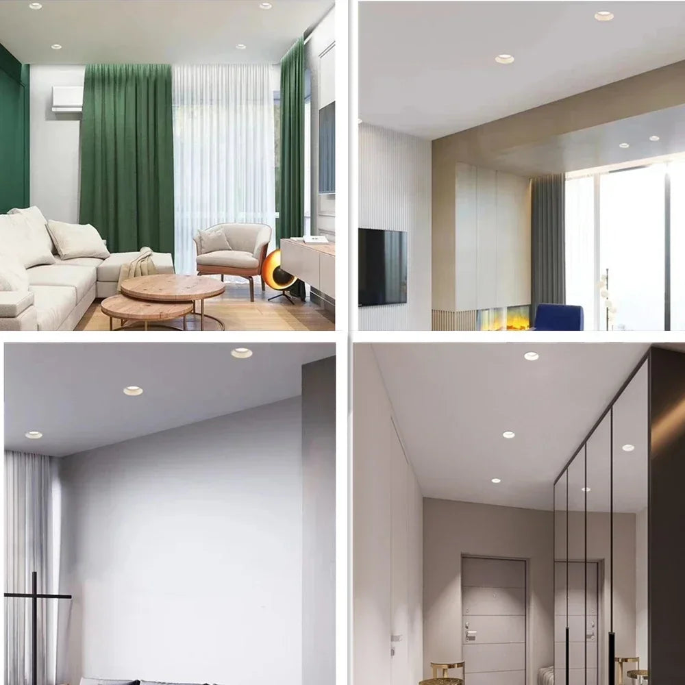 LED Downlight 15W 12W 7W 85-220V 60 Degrees Angle Anti-Glare Indoor Living Room Nordic Ceiling Recessed Spot Lights