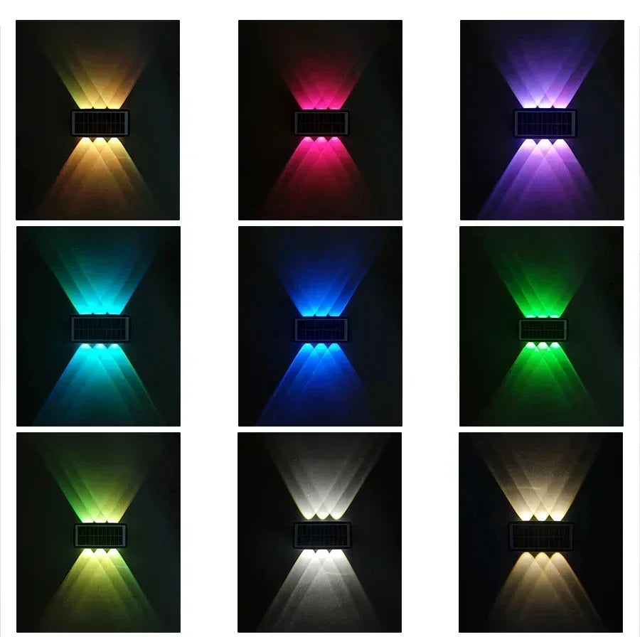 Solar Wall Washer Light Up and Down Lighting Outdoor Solar Fence Lights Waterproof Wall Lamp for Yard Garage Walkway Porch Decor