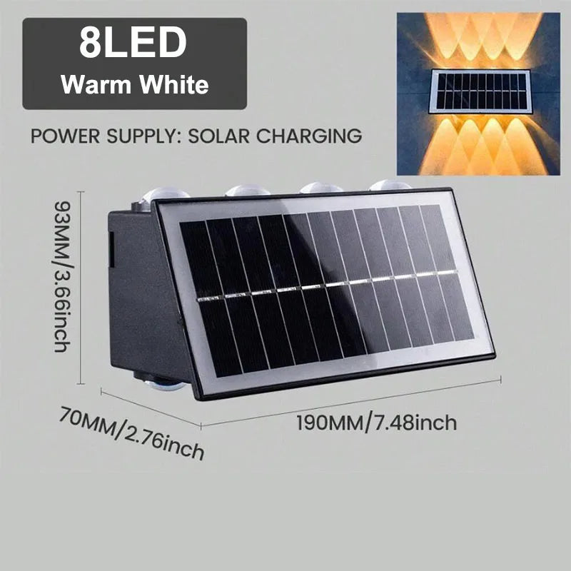 Solar Wall Washer Light Up and Down Lighting Outdoor Solar Fence Lights Waterproof Wall Lamp for Yard Garage Walkway Porch Decor