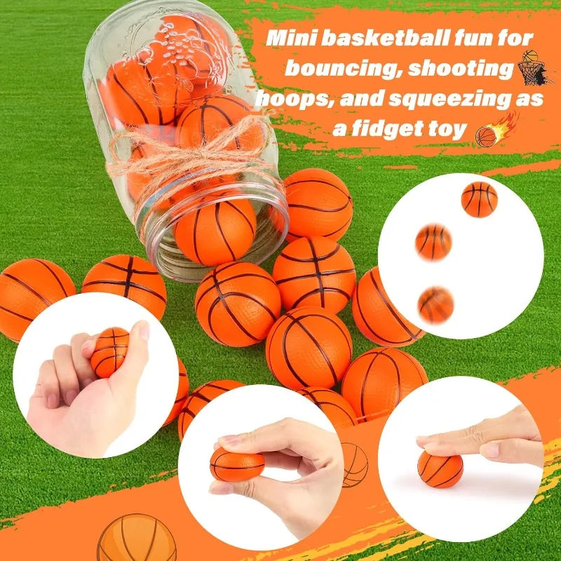 Mini Basketball Stress Balls Basketball Foam Sports Balls Small Squeeze Anxiety Bulk Toy Ball for Kids Basketball Party Supplies