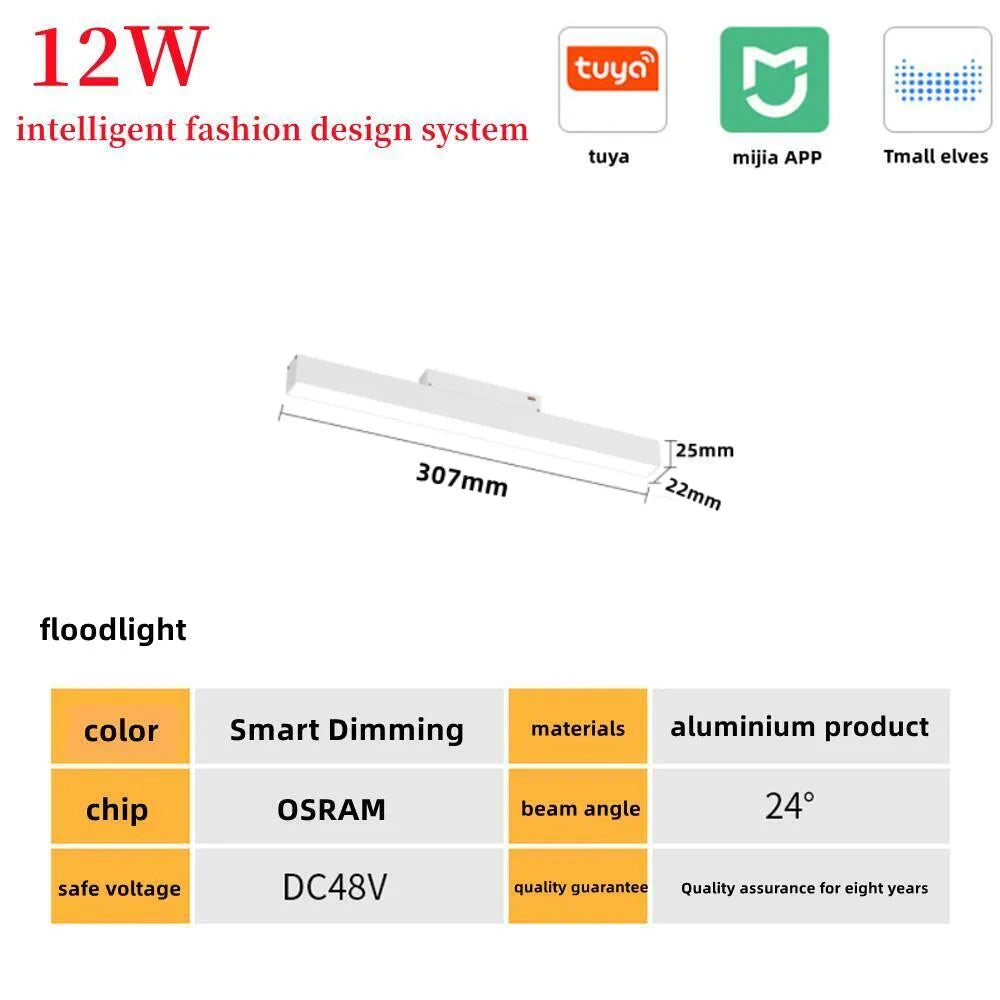 New White Tuya Smart LED Track Light Embedded Masterless Lighting lamp Living Room Light Voice Control Magnetic Track Light