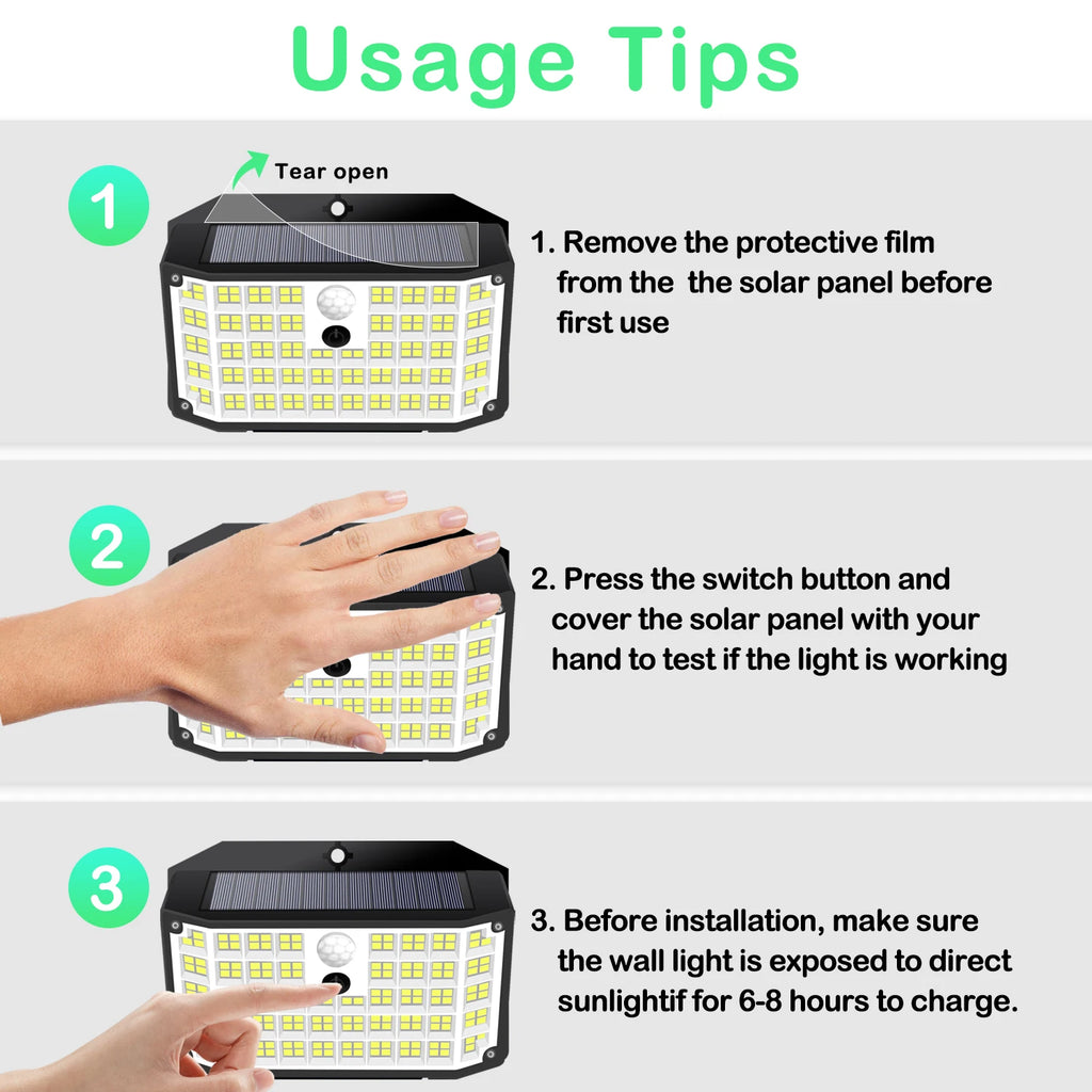 Solar Lights Outdoor Motion Sensor Solar Security Lights IP65 Waterproof with 3 Lighting Modes  Powered Wall Lights Outside