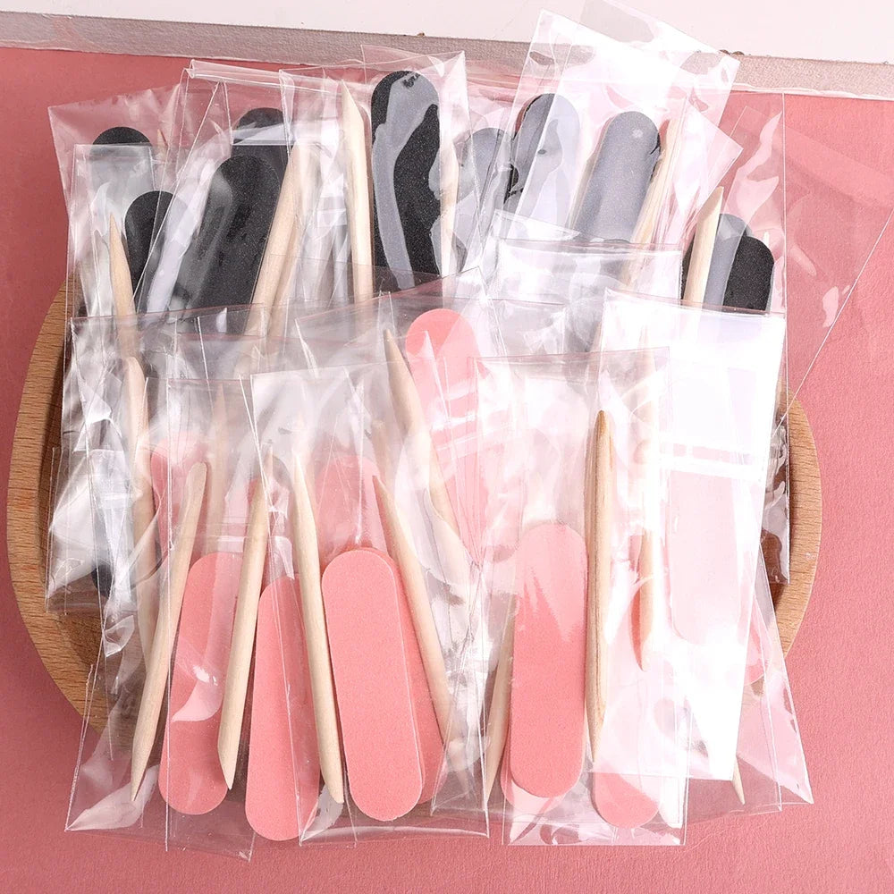 20/80/100pc Disposable Nail File Set Mini Nail Cleaning Care Kit Wood Sticks Nail Art Tools Portable Filer Accessorie Manicure