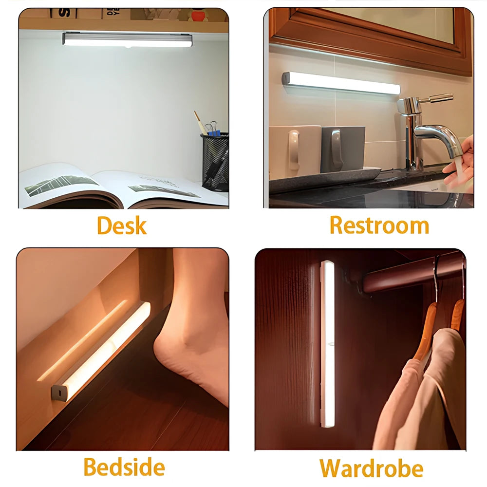 Motion Sensor Night Lights Wireless LED USB Rechargeable Magnetic For Wardrobe Room Closet Kitchen Aisle Detector Cabinet Lamp
