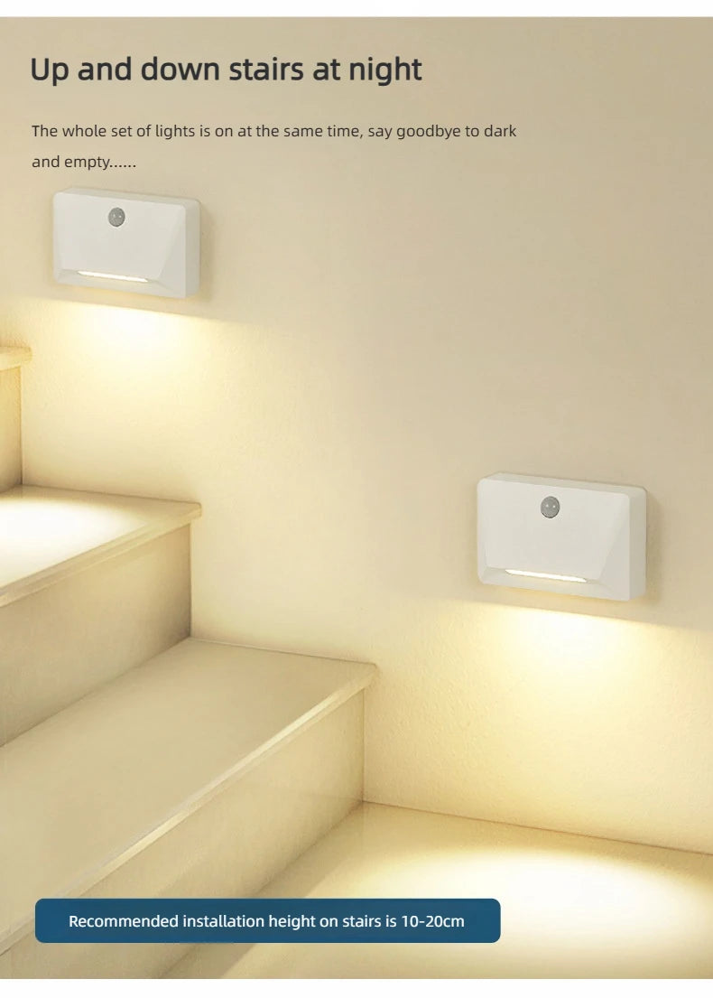 Smart Motion Sensor LED Wall Light - 2200mAh USB-C Fast Charge, 3 Adjustable Brightness, Multi-Device Link for Indoor/Outdoor Security Lighting