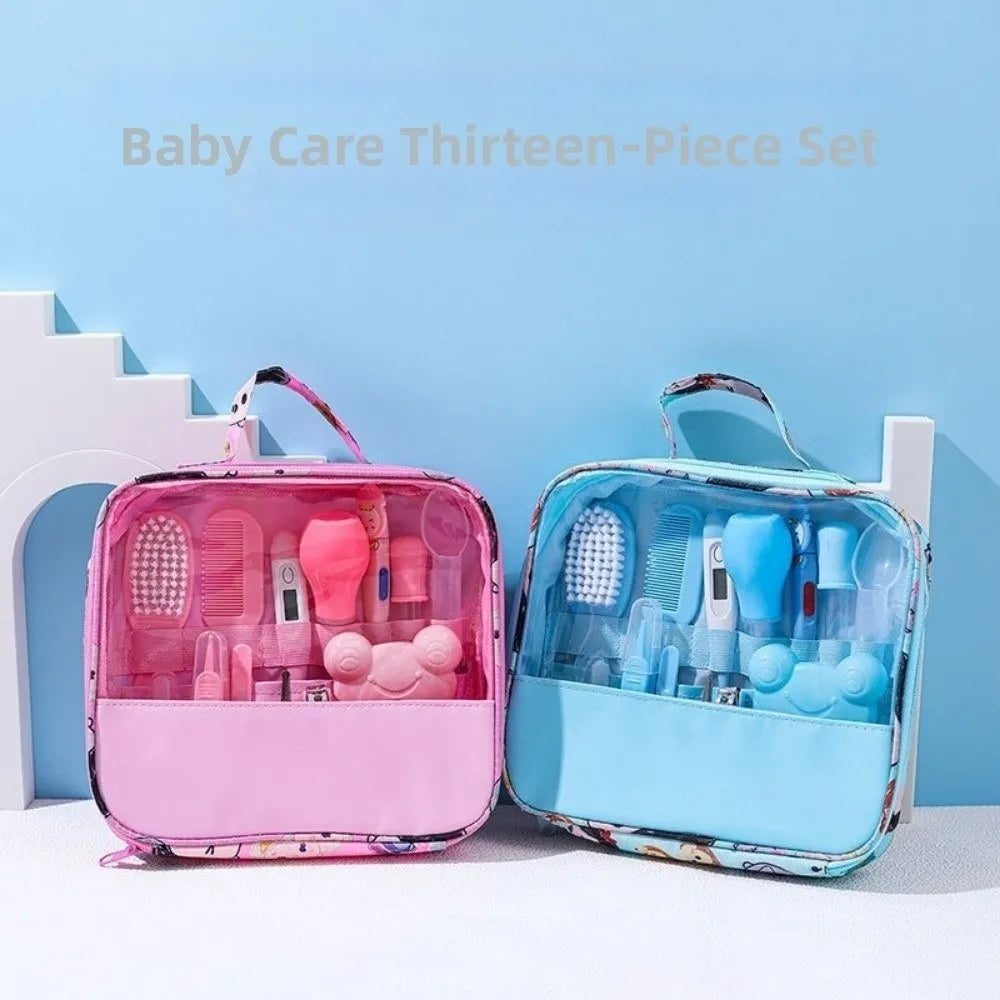 13Pcs/Set Multi-functional Baby Care Kit Nasal Aspirator Nail Clipper Newborn Care Essentials Comb Hair Wash Brush