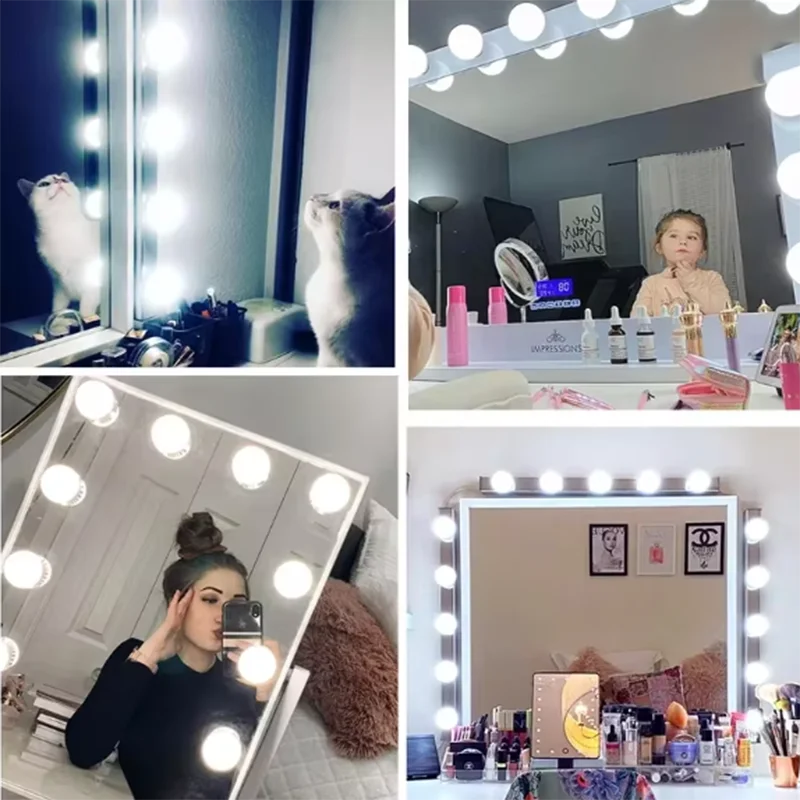 LED Light Makeup Mirror Bulbs Vanity Lights USB 5V Bathroom Dressing Table Lighting Dimmable LED Vanity Light For Mirror Light