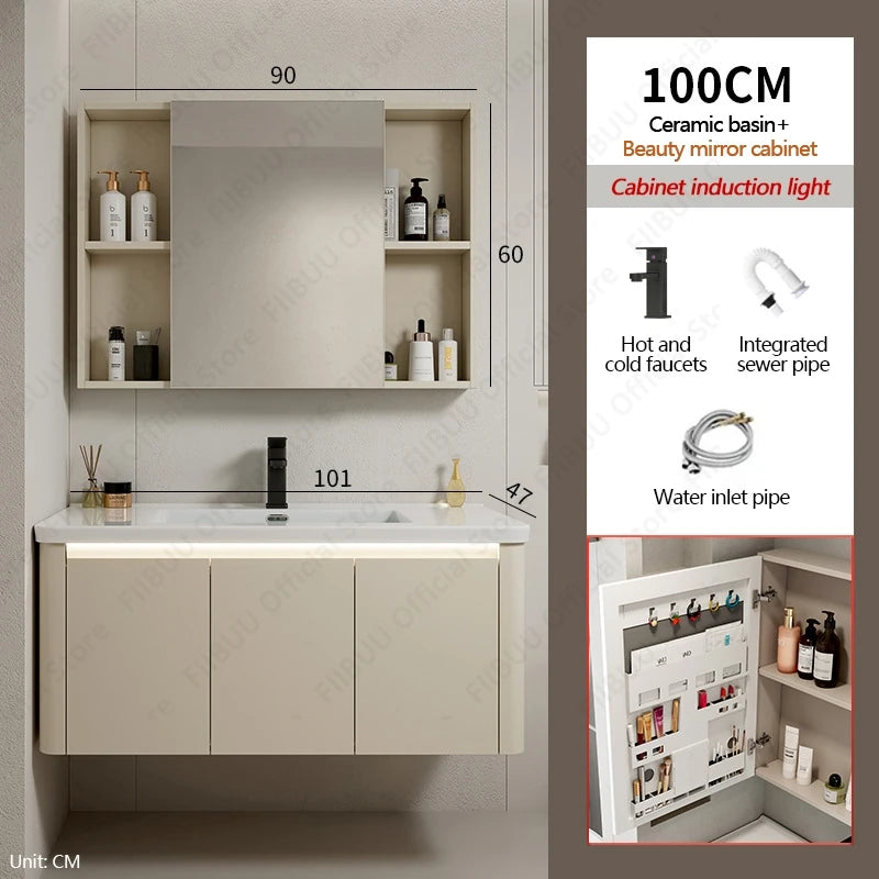Modern Bathroom Vanity Wall Mounted Bathroom Storage Cabinet, High-Definition Mirror Integrated Bathroom Furniture Accessories