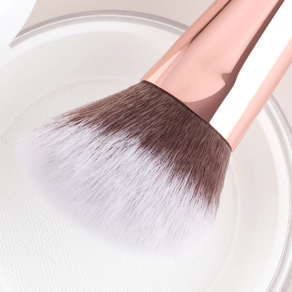 Single Dual-Ended Beauty Brush, Round Blending Brush + Angled Blush Brush Soft Bristle Makeup Tool