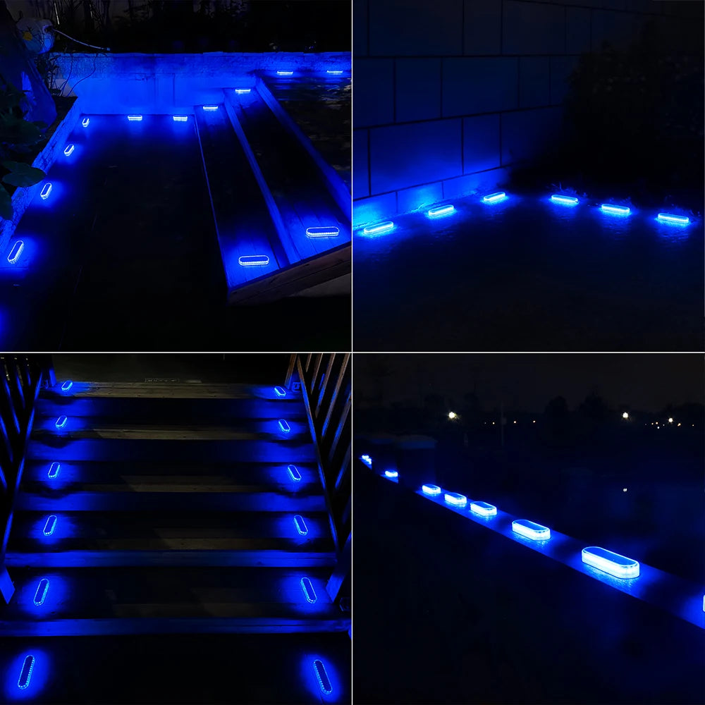 Outdoor Solar Deck Light Waterproof IP68 Stair Lamp with 30 LEDs for Railing Fence Yard Exterior Decorative Lighting