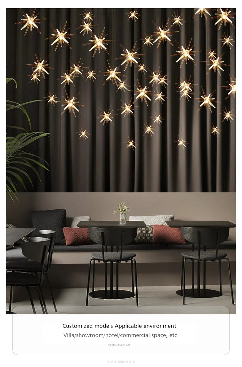Lustre Attic Kitchen Hotel Led Ceiling Chandelier for Dining Decor Living Room Lamps Modern Meteor Shower Indoor Pendant Light