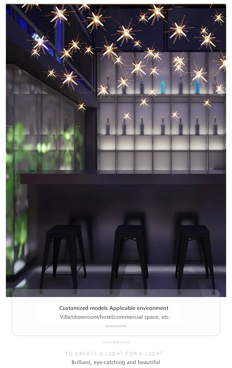 Lustre Attic Kitchen Hotel Led Ceiling Chandelier for Dining Decor Living Room Lamps Modern Meteor Shower Indoor Pendant Light