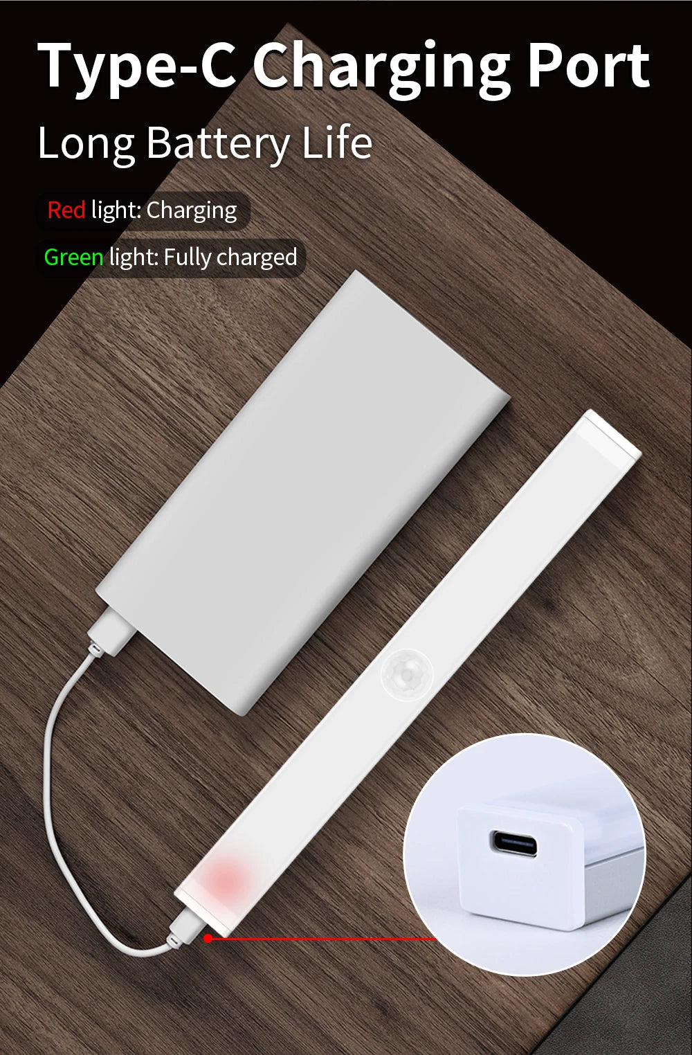 Motion Sensor Light Wireless USB Rechargeable Wall Lamp 3 Colors Dimming Kitchen Wardrobe Bedroom Closet Cabinet LED Lighting