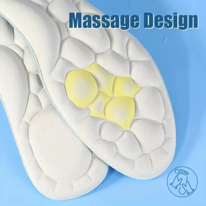 2 Pairs of Sport Insoles Soft Massage Memory Foam Insoles Comfortable Shock Absorption High Elasticity Breathable and Deodorant