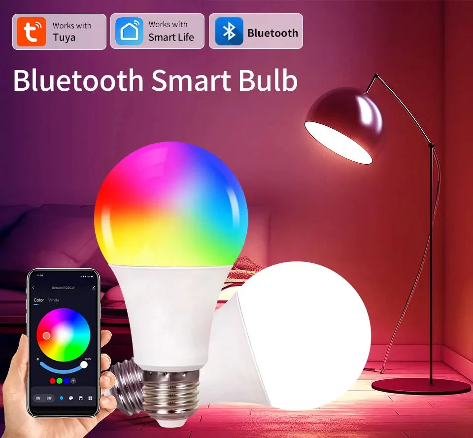 Smart Led Bulbs E27 Tuya Smart Life Bluetooth App Control 220V 110V RGB Lights Ampoules Home Decoration Spotlight Bombilla