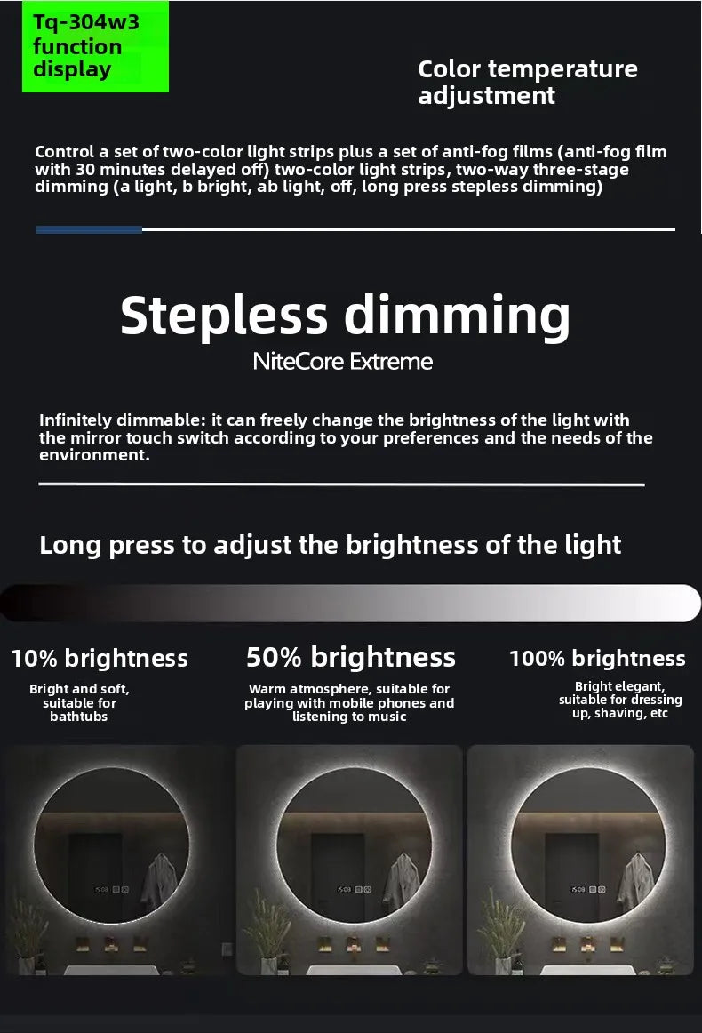 TQ-304 Smart Bathroom Mirror Light Touch Switch, 12V/24V Auto-Dimming Glass Sensor Module (LED Accessories)