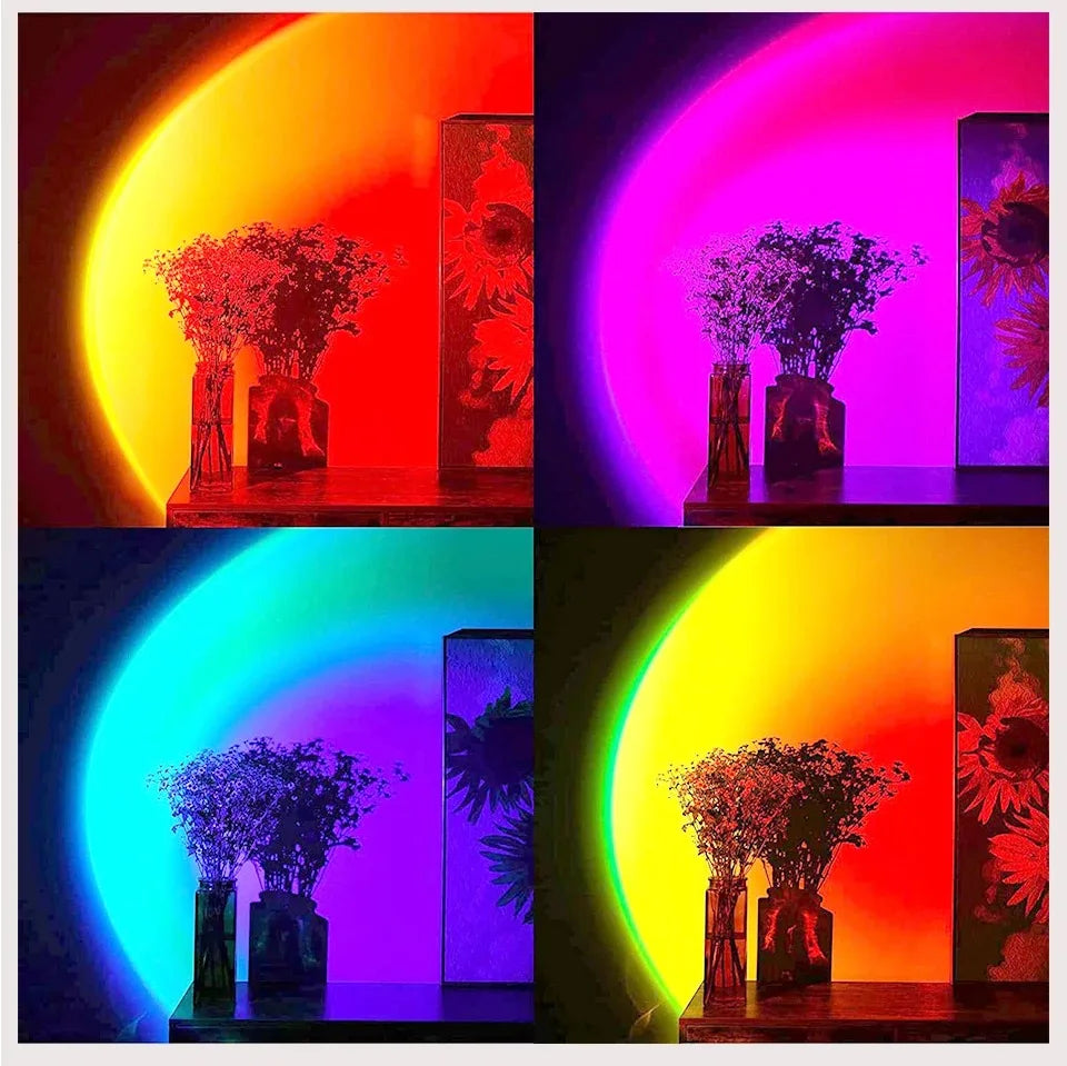 Smart LED Sunset Projector Lamp RGB Dimmable Atmosphere Light Tuya WiFi & IR Remote Control Ambient Lighting for Photography