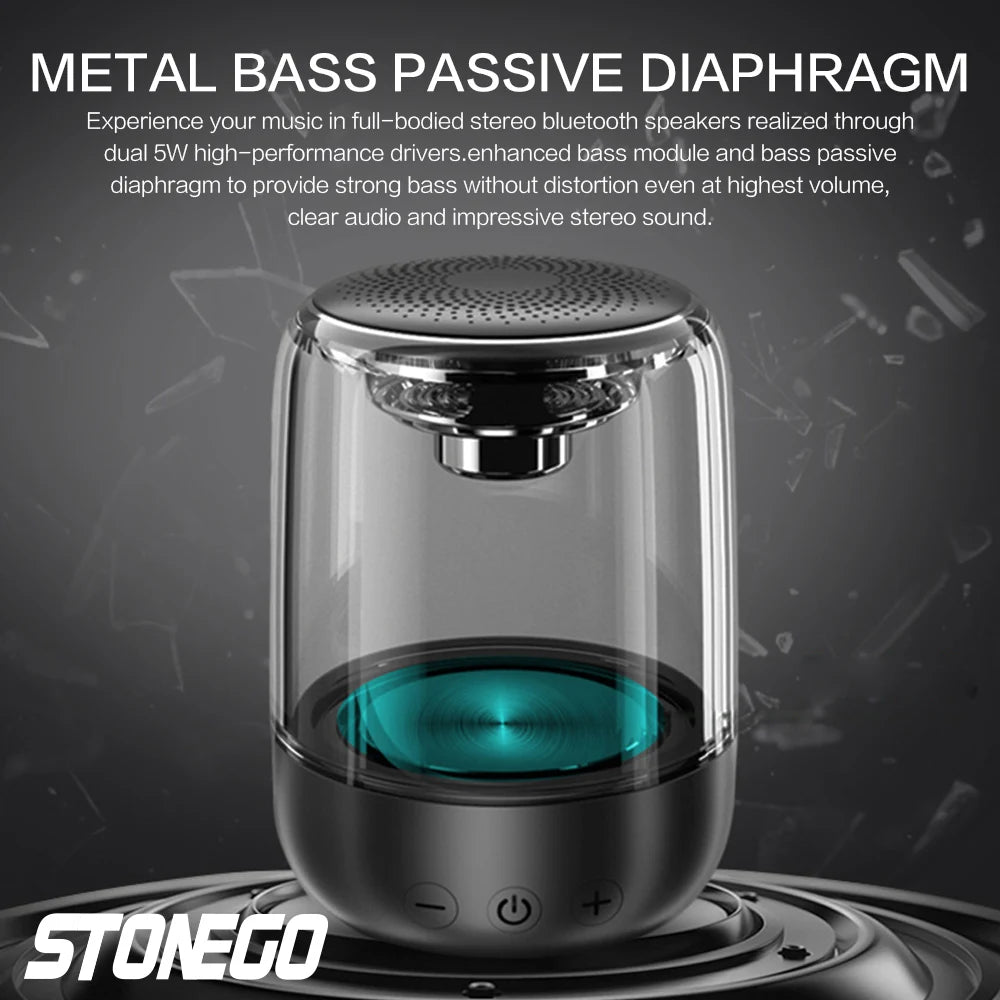 True Wireless Bluetooth 5.0 Speakers Transparent Design Breathing LED Light TWS Bluetooth Speaker TF Card AUX Audio Input