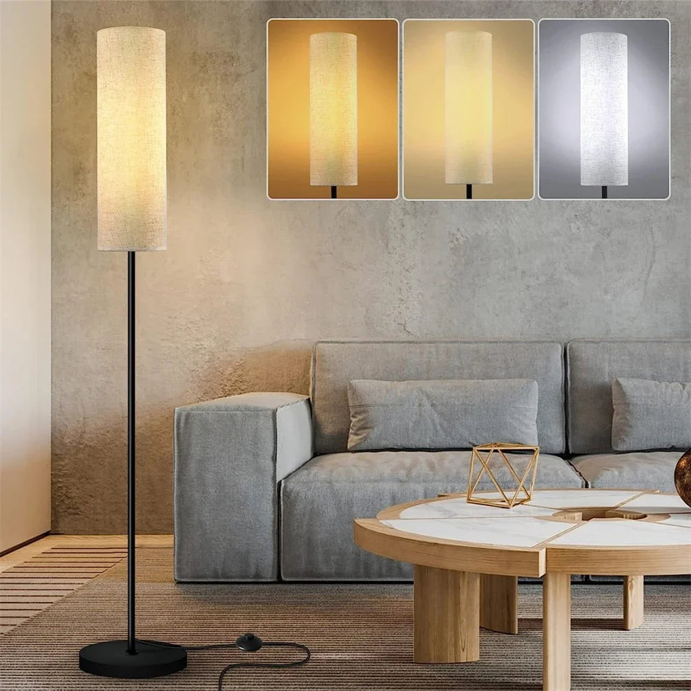Smart LED Floor Lamp, Dimmable Standing Lamp for Living Room, Bedroom, Gaming ,LED Bulb with Lampshade, Modern Tall Lamp (White)