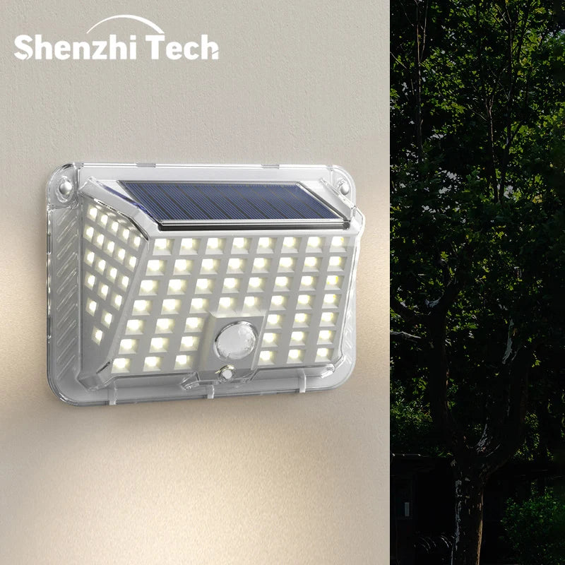 LED Solar Motion Sensor Light Outdoor, Smart Security Light with PIR Human Detection Light Control &6000K Brightness for Garden