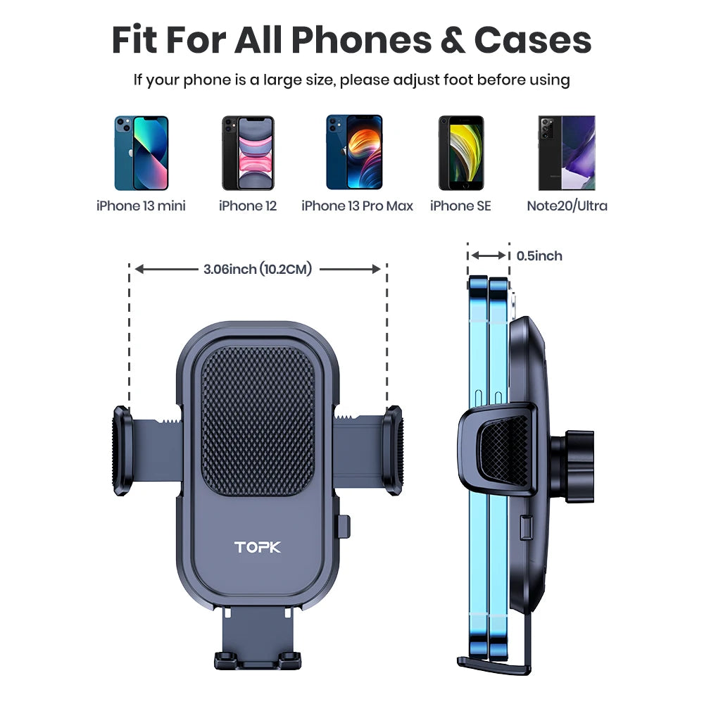 TOPK Car Phone Holder Air Vent Mount Cell Phone Holder Car Mount Compatible with iPhone 15 14 13 Pro Max Plus All Phones