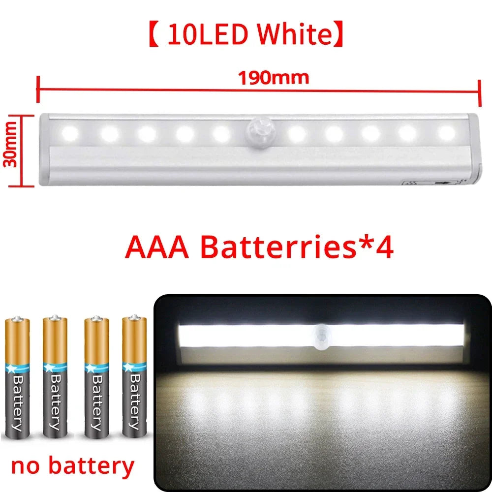 1/2/4/8X Smart Perception Closet Stairs Lighting 6/10LED PIR Motion Sensor Lamp Cupboard Wardrobe Bed Under Cabinet Night Light
