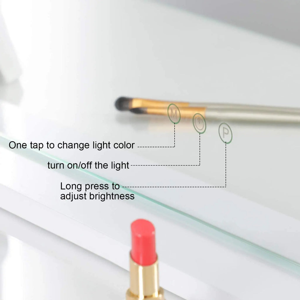 Lighted Vanity Makeup Mirror with Lights 3 Color Lighting Modes with 15X Magnification Mirror Smart Touch Control 360°Rotation
