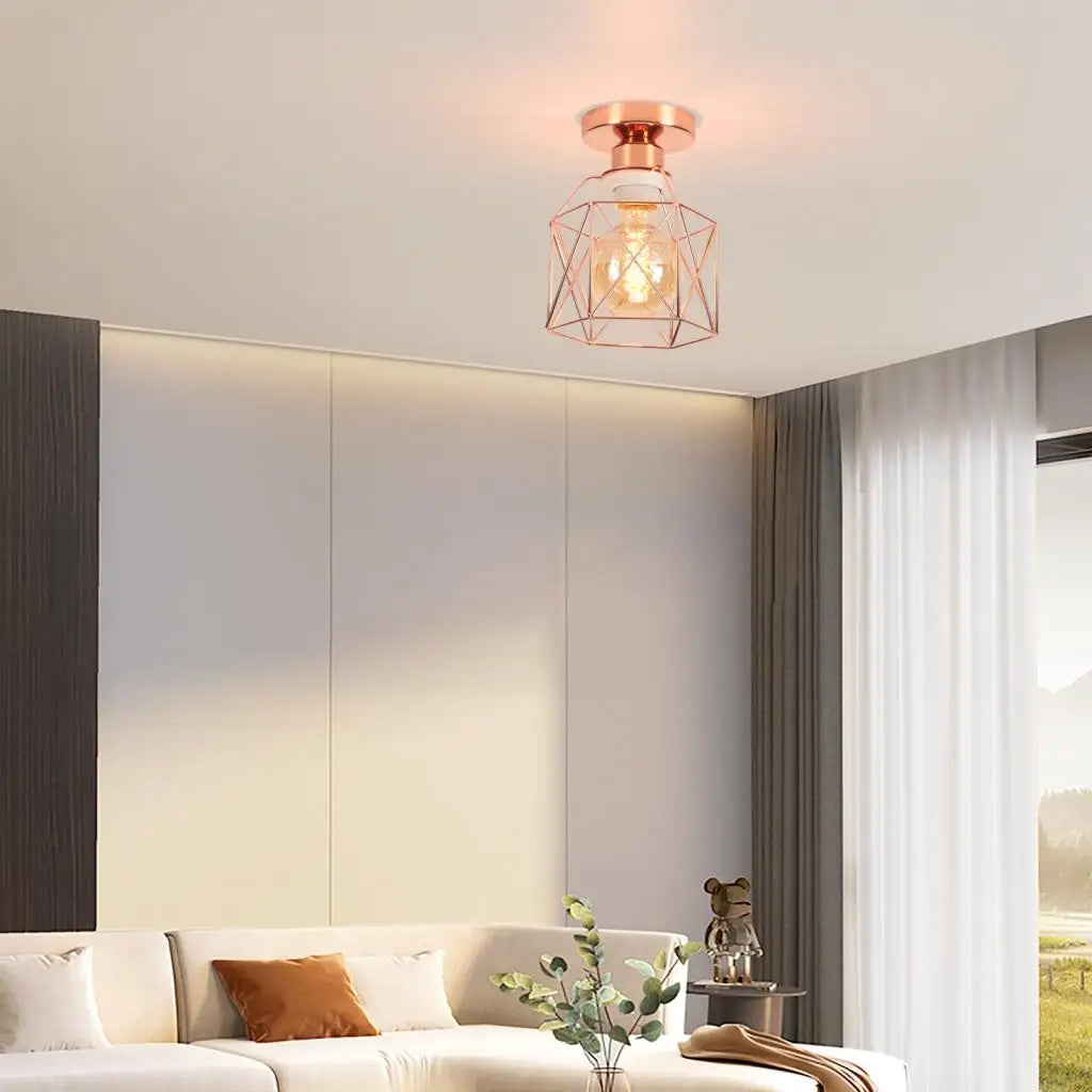 Vintage Industrial Retro Loft Metal Ceiling Lamp Shade Modern Ceiling Light for Aisle Indoor Cage Chandelier Lighting Fixures