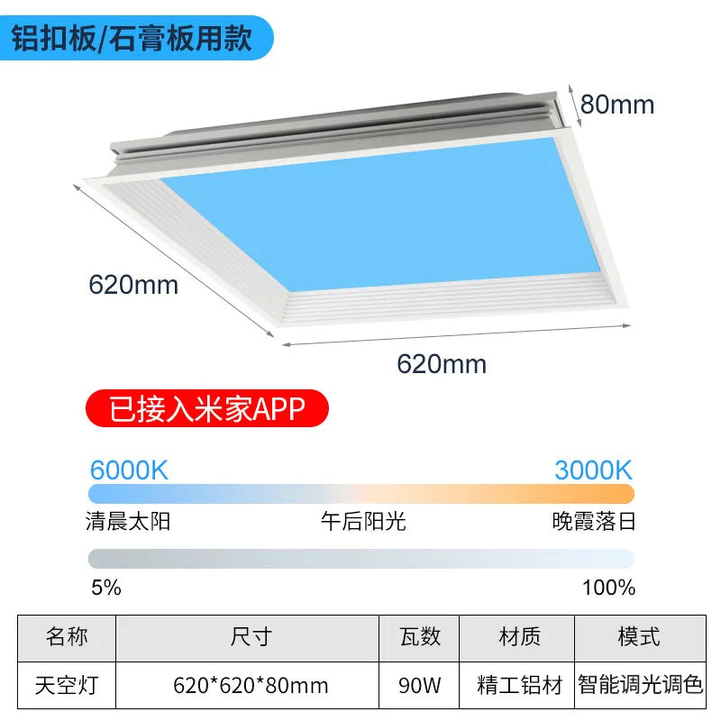 Modern Smart Integrated LED Ceiling Light Sky Blue Clouds Effect Daylight Simulation for Kitchen Home Lighting Room Decor