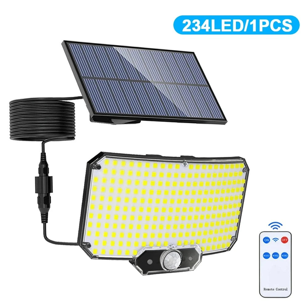 Solar Motion Sensor Lights with Remote,Outdoor Security Flood lights 3 Heads,3 Lighting Modes for Garden Camping 280 Leds-280LED