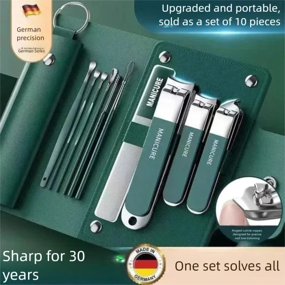 Portable Nail Clippers & Manicure Pedicure Set - Complete Nail Care Kit with Clippers, File, Cuticle Remover & Tools