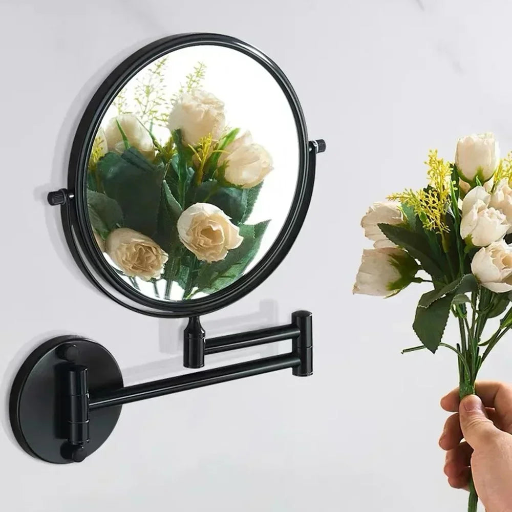 Double-sided Bathroom  Makeup Mirror 3X Magnifying Glass Countertop Rotating Vanity Wall Hardware Accessories
