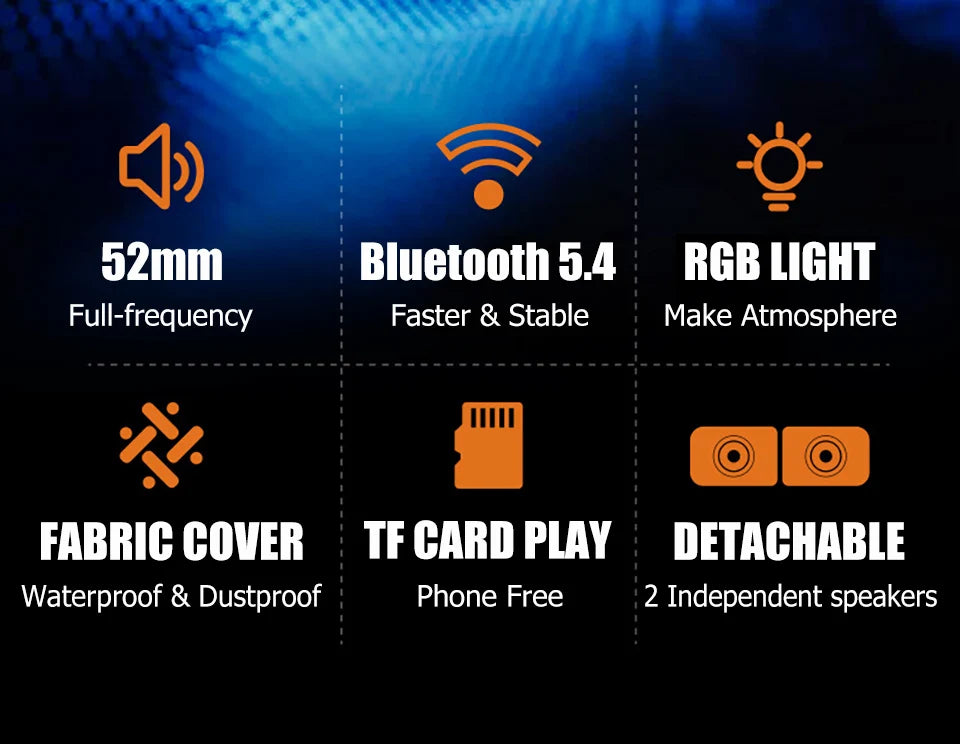 Portable Bluetooth Speaker TWS Stereo Dual Speaker High Volume Wireless Split Speaker Outdoor Waterproof Heavy Bass Speaker